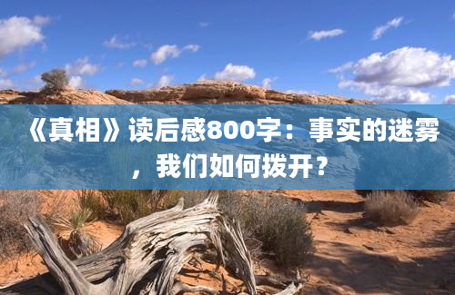 《真相》读后感800字：事实的迷雾，我们如何拨开？