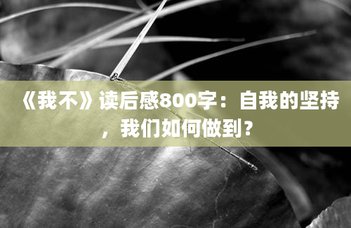 《我不》读后感800字：自我的坚持，我们如何做到？