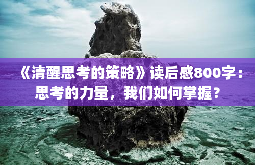 《清醒思考的策略》读后感800字：思考的力量，我们如何掌握？