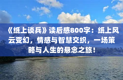 《纸上谈兵》读后感800字：纸上风云变幻，情感与智慧交织，一场策略与人生的悬念之旅！