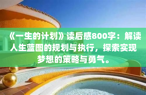 《一生的计划》读后感800字：解读人生蓝图的规划与执行，探索实现梦想的策略与勇气。