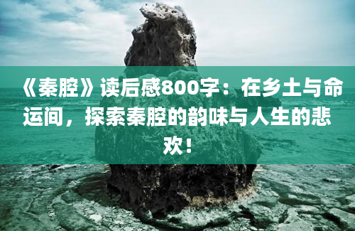 《秦腔》读后感800字：在乡土与命运间，探索秦腔的韵味与人生的悲欢！