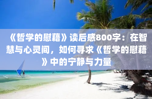 《哲学的慰藉》读后感800字：在智慧与心灵间，如何寻求《哲学的慰藉》中的宁静与力量