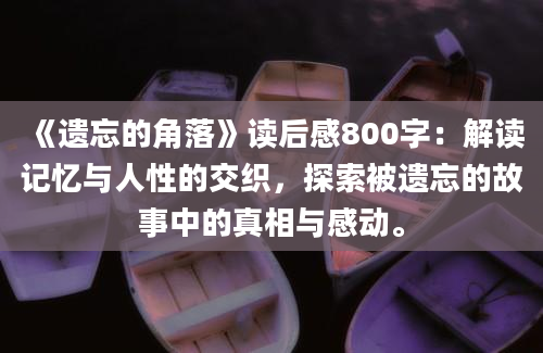 《遗忘的角落》读后感800字：解读记忆与人性的交织，探索被遗忘的故事中的真相与感动。