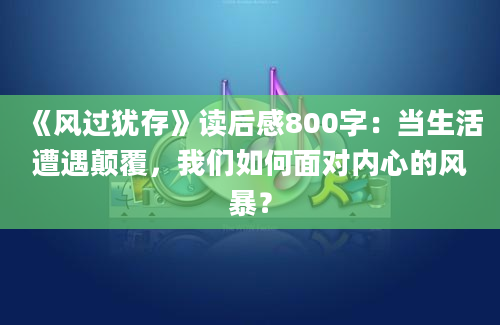 《风过犹存》读后感800字：当生活遭遇颠覆，我们如何面对内心的风暴？