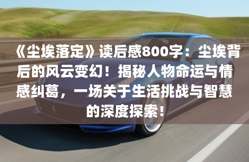 《尘埃落定》读后感800字：尘埃背后的风云变幻！揭秘人物命运与情感纠葛，一场关于生活挑战与智慧的深度探索！