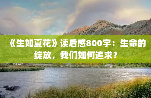 《生如夏花》读后感800字：生命的绽放，我们如何追求？