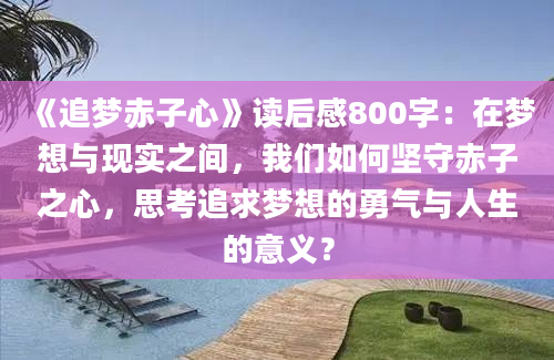 《追梦赤子心》读后感800字：在梦想与现实之间，我们如何坚守赤子之心，思考追求梦想的勇气与人生的意义？