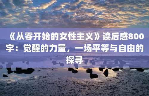 《从零开始的女性主义》读后感800字：觉醒的力量，一场平等与自由的探寻