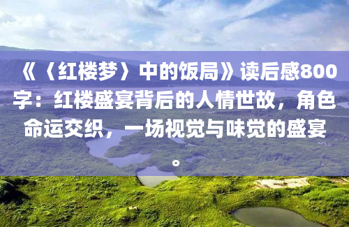 《〈红楼梦〉中的饭局》读后感800字：红楼盛宴背后的人情世故，角色命运交织，一场视觉与味觉的盛宴。