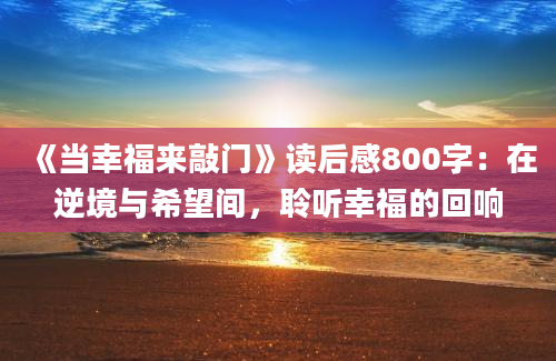 《当幸福来敲门》读后感800字：在逆境与希望间，聆听幸福的回响