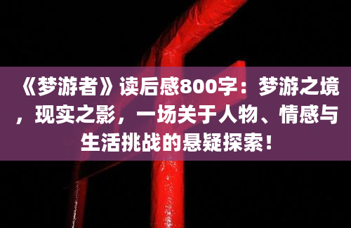 《梦游者》读后感800字：梦游之境，现实之影，一场关于人物、情感与生活挑战的悬疑探索！