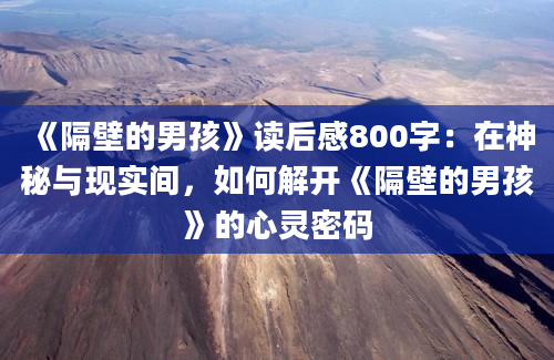 《隔壁的男孩》读后感800字：在神秘与现实间，如何解开《隔壁的男孩》的心灵密码