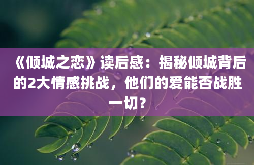 《倾城之恋》读后感：揭秘倾城背后的2大情感挑战，他们的爱能否战胜一切？