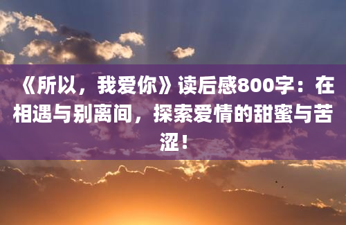 《所以，我爱你》读后感800字：在相遇与别离间，探索爱情的甜蜜与苦涩！