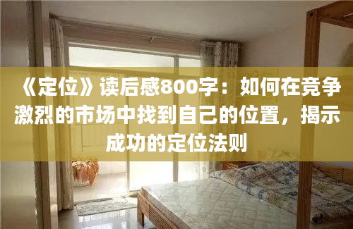 《定位》读后感800字：如何在竞争激烈的市场中找到自己的位置，揭示成功的定位法则