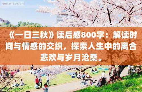 《一日三秋》读后感800字：解读时间与情感的交织，探索人生中的离合悲欢与岁月沧桑。