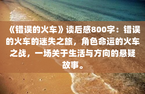 《错误的火车》读后感800字：错误的火车的迷失之旅，角色命运的火车之战，一场关于生活与方向的悬疑故事。