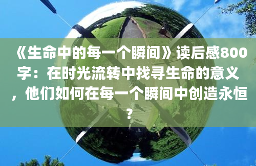 《生命中的每一个瞬间》读后感800字：在时光流转中找寻生命的意义，他们如何在每一个瞬间中创造永恒？