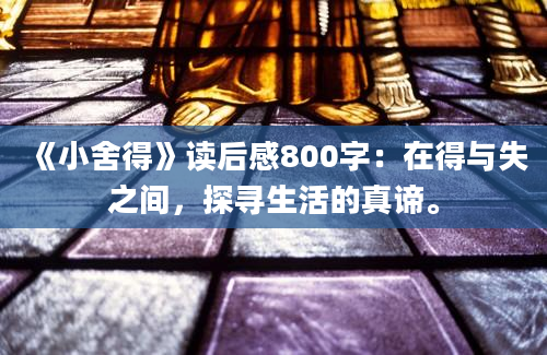 《小舍得》读后感800字：在得与失之间，探寻生活的真谛。