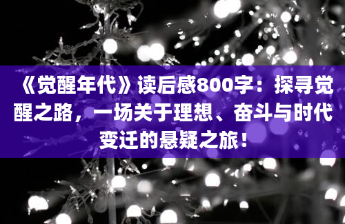 《觉醒年代》读后感800字：探寻觉醒之路，一场关于理想、奋斗与时代变迁的悬疑之旅！