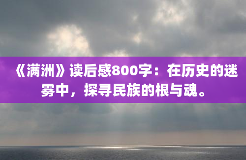 《满洲》读后感800字：在历史的迷雾中，探寻民族的根与魂。