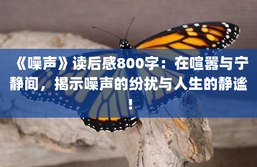 《噪声》<a href=https://www.baixuetang.com target=_blank class=infotextkey>读后感</a>800字：在喧嚣与宁静间，揭示噪声的纷扰与人生的静谧！