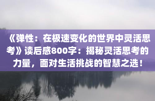 《弹性：在极速变化的世界中灵活思考》读后感800字：揭秘灵活思考的力量，面对生活挑战的智慧之选！