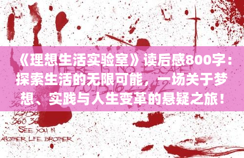 《理想生活实验室》读后感800字：探索生活的无限可能，一场关于梦想、实践与人生变革的悬疑之旅！