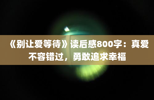 《别让爱等待》读后感800字：真爱不容错过，勇敢追求幸福