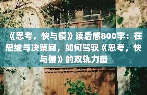 《思考，快与慢》读后感800字：在思维与决策间，如何驾驭《思考，快与慢》的双轨力量