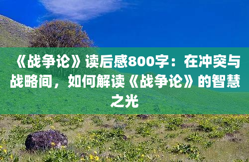 《战争论》读后感800字：在冲突与战略间，如何解读《战争论》的智慧之光