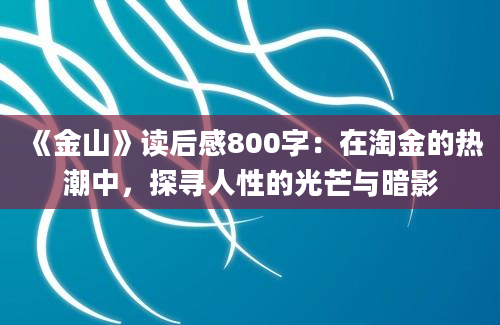 《金山》读后感800字：在淘金的热潮中，探寻人性的光芒与暗影