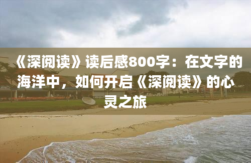 《深阅读》读后感800字：在文字的海洋中，如何开启《深阅读》的心灵之旅