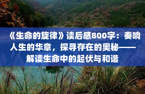 《生命的旋律》读后感800字：奏响人生的华章，探寻存在的奥秘——解读生命中的起伏与和谐