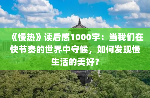 《慢热》读后感1000字：当我们在快节奏的世界中守候，如何发现慢生活的美好？