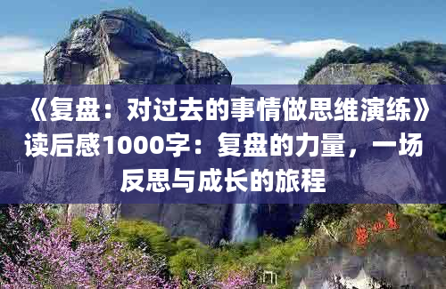 《复盘：对过去的事情做思维演练》读后感1000字：复盘的力量，一场反思与成长的旅程