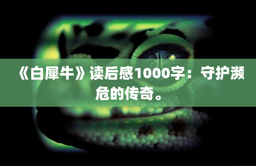 《白犀牛》读后感1000字：守护濒危的传奇。