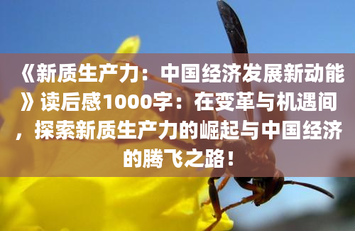 《新质生产力：中国经济发展新动能》读后感1000字：在变革与机遇间，探索新质生产力的崛起与中国经济的腾飞之路！