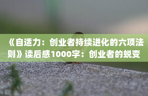 《自适力：创业者持续进化的六项法则》读后感1000字：创业者的蜕变