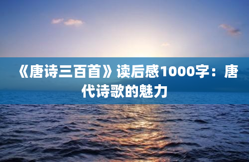 《唐诗三百首》读后感1000字：唐代诗歌的魅力