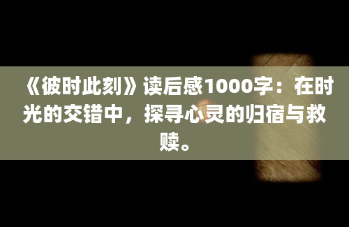 《彼时此刻》读后感1000字：在时光的交错中，探寻心灵的归宿与救赎。