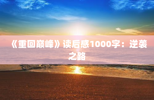 《重回巅峰》读后感1000字：逆袭之路