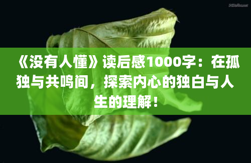 《没有人懂》<a href=https://www.baixuetang.com target=_blank class=infotextkey>读后感</a>1000字：在孤独与共鸣间，探索内心的独白与人生的理解！