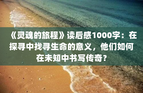 《灵魂的旅程》读后感1000字：在探寻中找寻生命的意义，他们如何在未知中书写传奇？