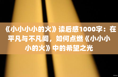 《小小小小的火》读后感1000字：在平凡与不凡间，如何点燃《小小小小的火》中的希望之光