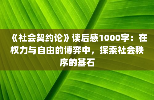 《社会契约论》<a href=https://www.baixuetang.com target=_blank class=infotextkey>读后感</a>1000字：在<a href=https://www.baixuetang.com/tag/quanli.html target=_blank class=infotextkey>权力</a>与自由的博弈中，探索社会秩序的基石