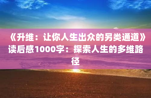 《升维：让你人生出众的另类通道》读后感1000字：探索人生的多维路径