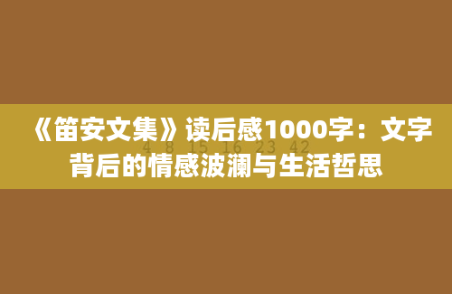 《笛安文集》读后感1000字：文字背后的情感波澜与生活哲思