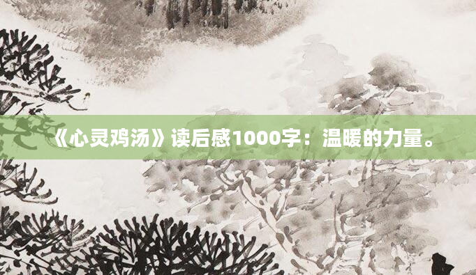 《心灵鸡汤》读后感1000字：温暖的力量。